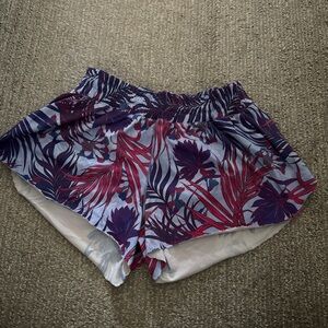 lululemon athletica Purple and Red Floral Athletic Shorts